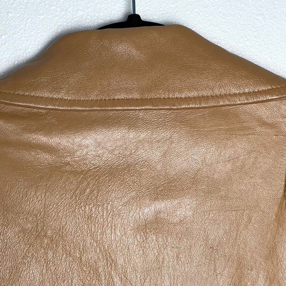 70s vintage genuine leather jacket light brown long coat trench large oversized - Picture 6 of 11